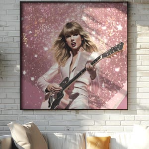 Affiche Taylor pour chambre de fille rose, affiche décorative, art mural pour pré-ado anniversaire portrait peinture cadeau pour chambre à coucher salon bordeaux