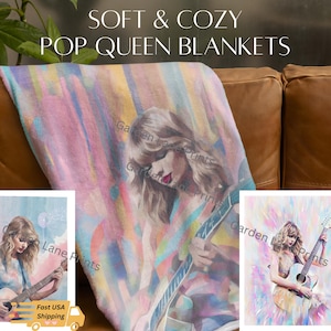 Taylor Music Eras Blankets & Throw Blanket: Cozy Plush TS Bedding for Girls Room Decor