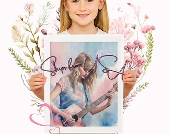 Taylor Poster FRAMED Painting Taylor Portrait Poster Girl Picture Wall Art Print TS Gift for Daughter Christmas Gift for Tween Granddaughter