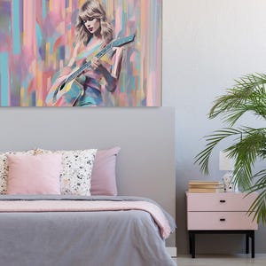 Taylor Inspired Poster for Girls Bedroom Horizontal Pink Taylor Painting Poster Wall Art for Daughters Room Birthday Poster Christmas Gift