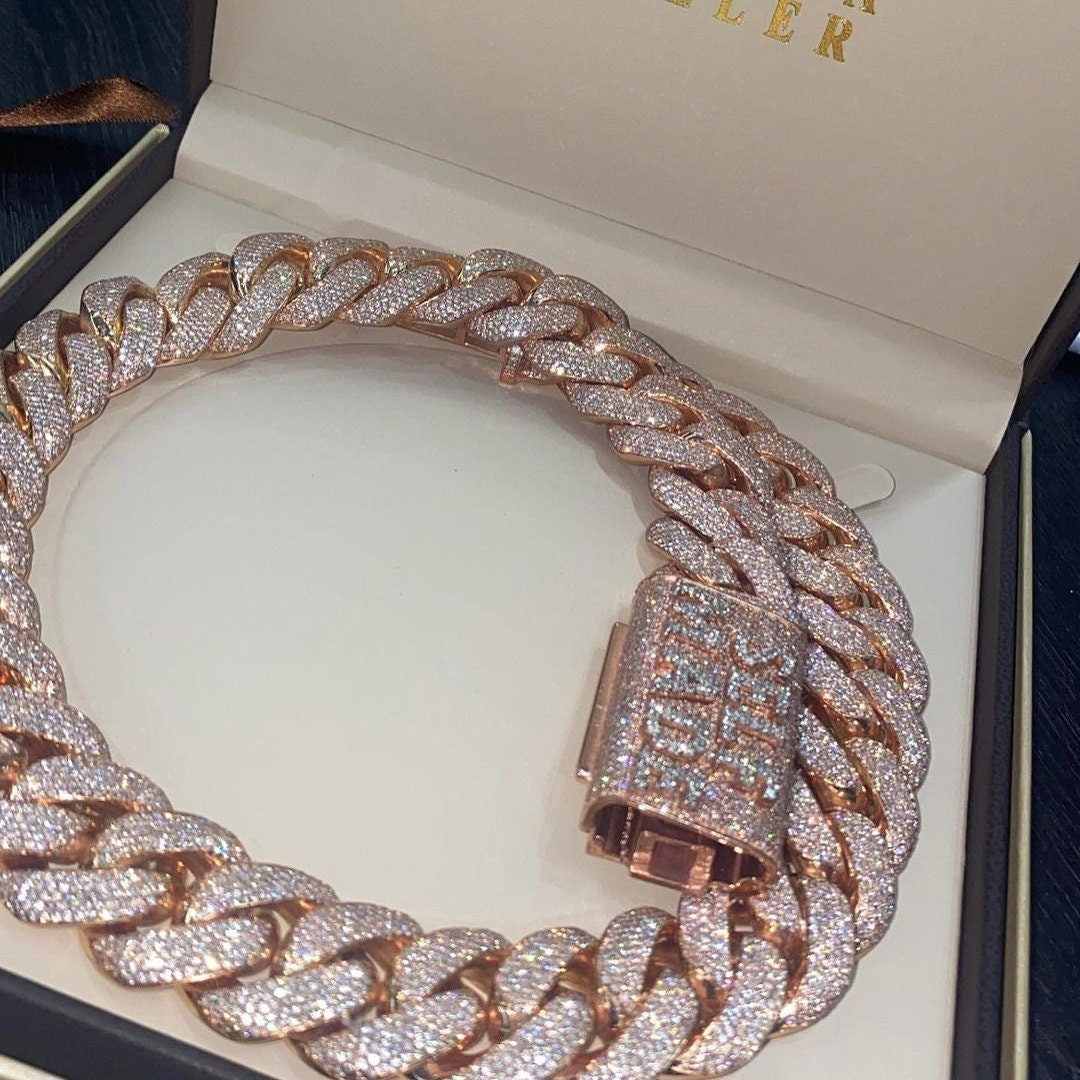 22mm Ice Out VVS Diamond Cuban Link Chain VVS Moissanite Miami Cuban