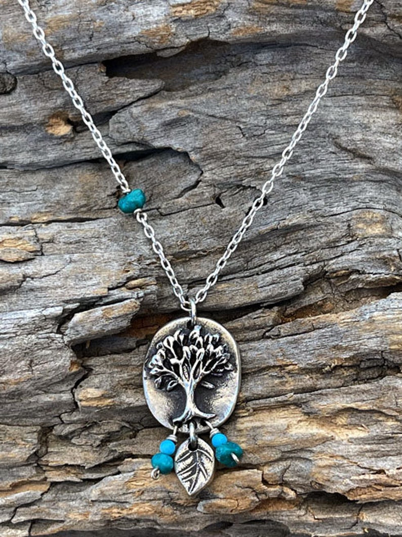 Dancing Leaf Tree of Life with Turquoise Necklace image 4