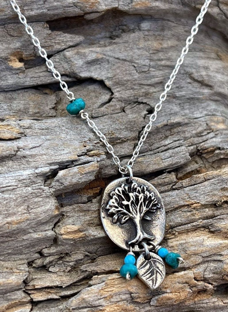 Dancing Leaf Tree of Life with Turquoise Necklace image 1