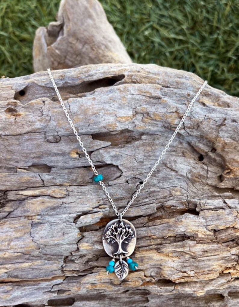 Dancing Leaf Tree of Life with Turquoise Necklace image 2
