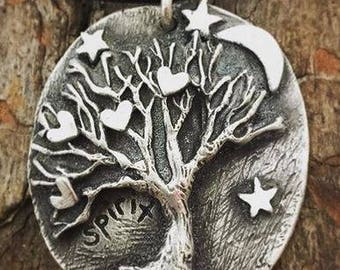 Fine Silver - Moon & Stars Tree of Life Necklace