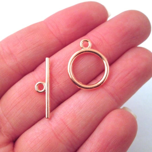 10 Rose Gold Plated Toggle Clasp Hook Sets or UV Bezel Frame Charm Pendants, C18