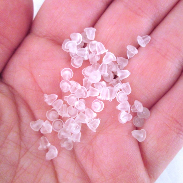 250 rubber earring back stopper, clear 5x4mm (DESTASH SALE) H501