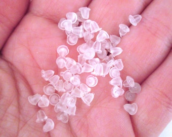 250 rubber earring back stopper, clear 5x4mm (DESTASH SALE) H501