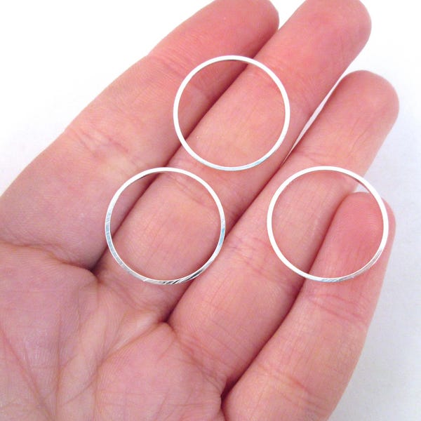 25 Silver Plated 20mm Open Circle Connectors, Round Linking Ring Pendant Charms, F213