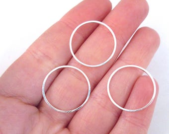 25 Silver Plated 20mm Open Circle Connectors, Round Linking Ring Pendant Charms, F213