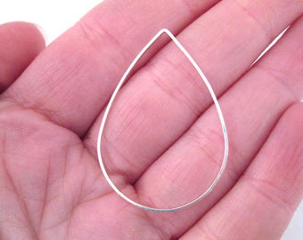10 Silver Plated 38mm Teardrop Pendant Connectors, Silver Teardrop Charm Connecters, 25x38mm Linking Rings, F79