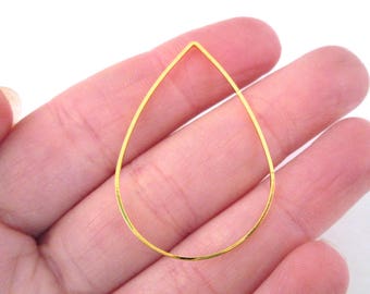 10 Gold Plated Teardrop Connectors, Gold Teardrop Charms, 25x38mm, F80