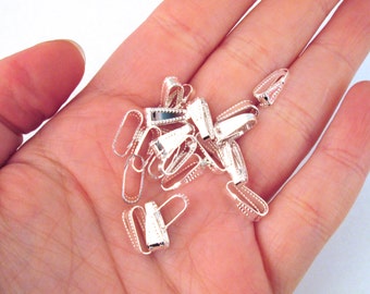 50 cierres de presión chapados en plata de 10 mm, cierres a presión para colgantes o dijes, cierres para collares, 10 x 3,5 mm, A50