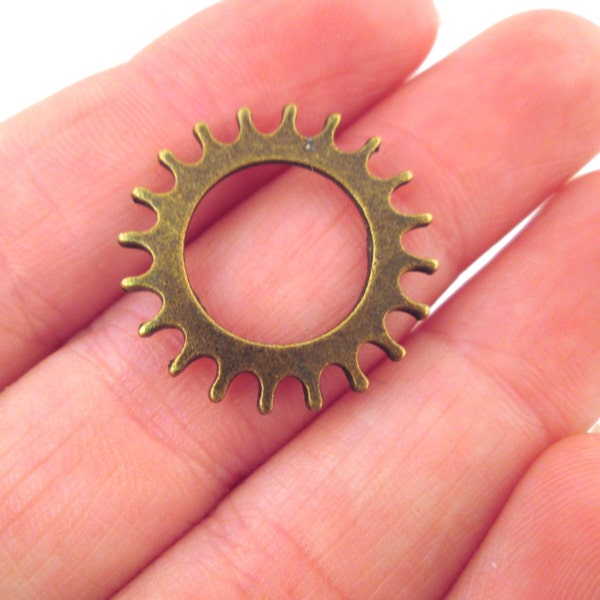 10 22mm Brass Gear Component, Watch Gear, Clock Gear, Steampunk Gear, Metal Gear, Cogs, C63