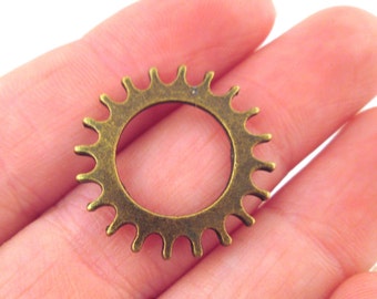 10 22mm Brass Gear Component, Round Watch Gear Charm Connecter, Bronze Clock Gear Pendant Connector, Steampunk Gear, Metal Gear, Cogs, C63