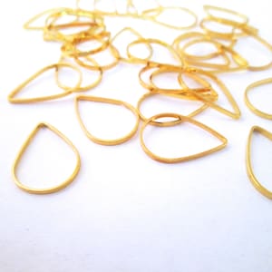 25 Gold Plated Teardrop Connectors, Gold Teardrop Charms, 11x16mm, F212