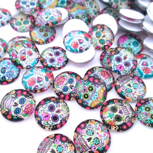 Sugar Skull Tag der Toten Cabochons mit flacher Rückseite, "Dia de los Muertos" gewölbte Cabochons mit flacher Rückseite