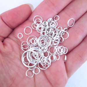 Assorted Silver Plated Jump Rings, 10 grams (125-200 pieces) C232