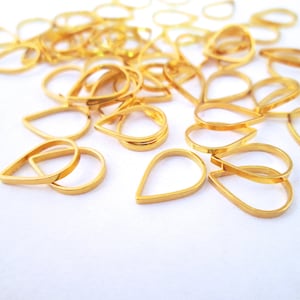 25 Gold Plated Open Teardrop Connectors, Gold Teardrop Charm Pendants, 7x11mm, F211