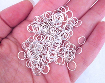 8mm Silver Plated Jump Rings, 10 grams (100+ pieces) C235