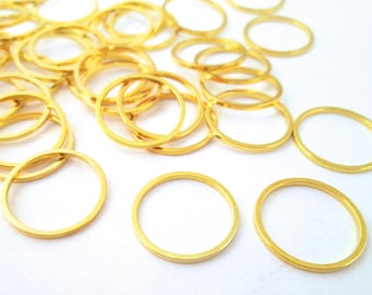 25 Gold Plated 16mm Circle Connectors, Round Linking Ring Pendant Circle Links, F225