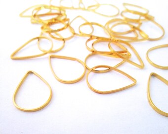 25 Gold Plated Teardrop Connectors, Gold Teardrop Charms, 11x16mm, F212