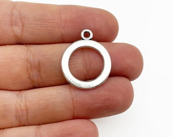 20 Silver Plated Round Open Hoop Uv Resin Charm Pendants, 21mm Fillable Pressed Flower Supply B41
