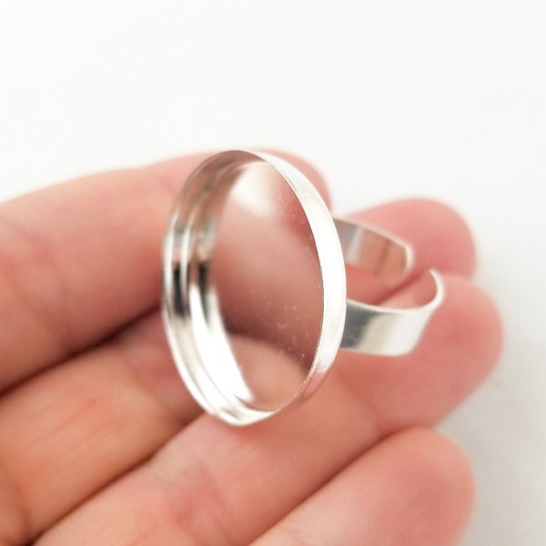 25mm adjustable silver ring bases, pick your amount, A75