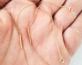 Gold Plated Ear Threads, Threader Earrings, Chain Earrings A225