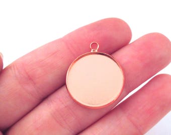 Rose Gold Plated 18mm round bezel pendant settings L254