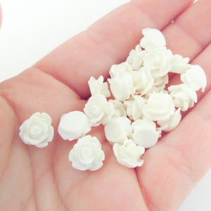 10mm white round floral rose cabochons, pick your amount image 1