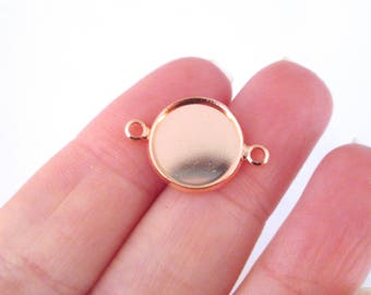 12mm Rose Gold plated bezel connector settings, pick your amount, B133