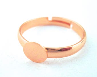 6mm rose gold plated adjustable ring blanks, pick your amount, A279