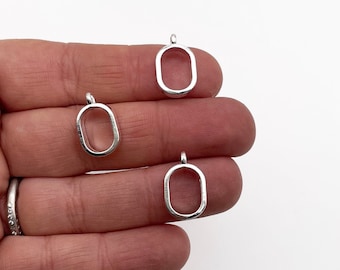 10 Silver Plated Oval Charms, Open Bezel Pendant, Oval Charms, Oval Pendants F123