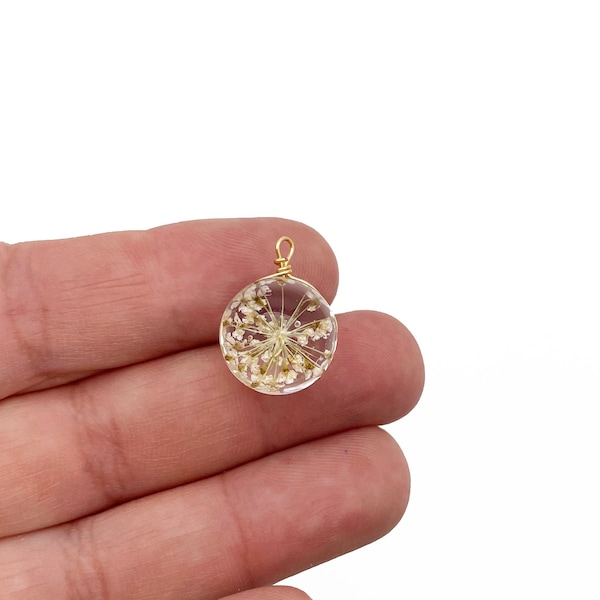 One 15mm Flower Glass Charm with gold, A355