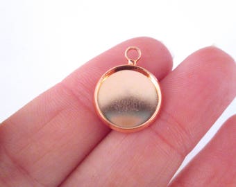 Rose Gold Plated 12mm round bezel pendant settings B132