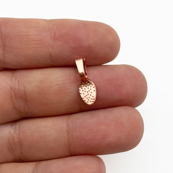 10 Rose Gold plated Leaf Bails, L74