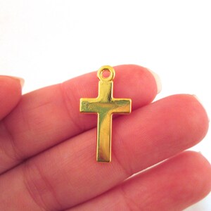 10 or 20 Gold Plated 23mm Cross Charm Pendants, Pick Your Amount, A98