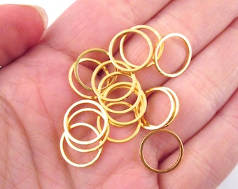 50 Gold Plated 12mm Circle Connectors, Round Linking Ring Pendant Circle Links, F205