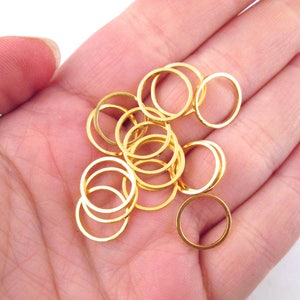 50 Gold Plated 12mm Circle Connectors, Round Linking Ring Pendant Circle Links, F205