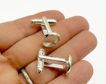 10mm bezel cuff links, silver plated, pick your amount, D50