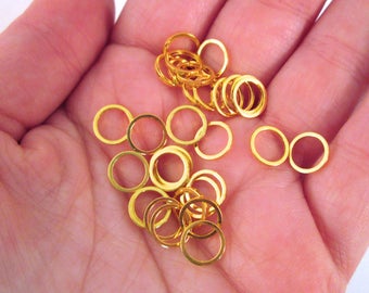 50 Gold Plated 8mm Circle Connectors, Round Linking Ring Pendant Circle Links, F99
