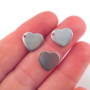 10 Stainless Steel Heart Stamping Tag Charm Pendants A342