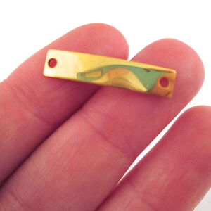 6 gebogen vergulde rechthoekige staaf stempelen armband hanger verbindingsstukken, rechthoekige bedel verbindingsstukken 22 x 5 mm, A340