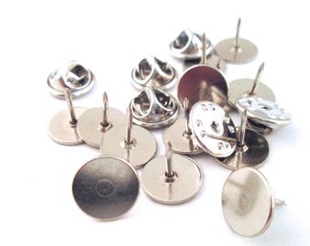 4 Platinum Tone tie tacks with clasps 11mm, B65