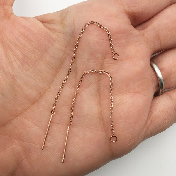 Rose Gold Plated Ear Threads, Threader Earrings, Chain Earrings A232