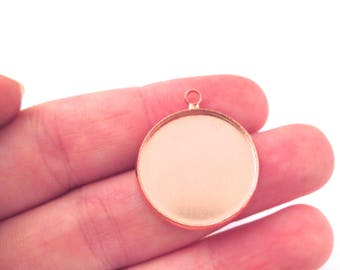 Rose Gold Plated 20mm round bezel pendant settings L255