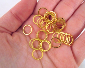 50 Gold Plated 10mm Circle Connectors, Round Linking Ring Pendant Circle Links, F98