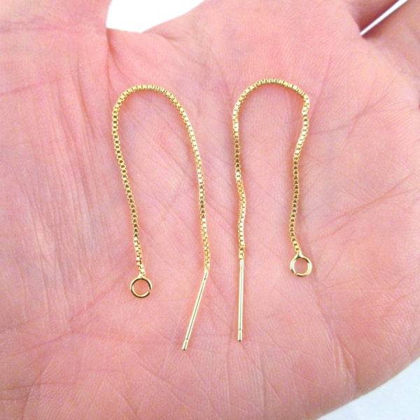 Gold Plated Ear Threads, Threader Earrings, Chain Earrings A226