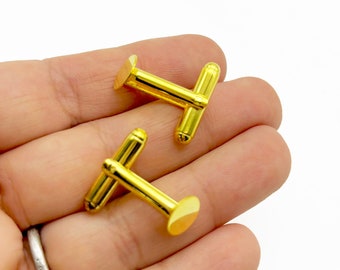 3 pair 8mm gold tone cufflinks, D25